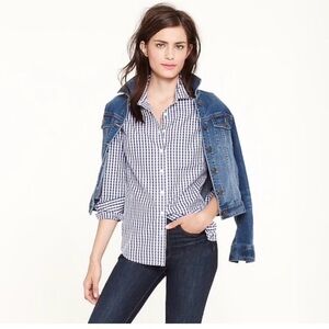 Thomas Mason for J. Crew size 12 cotton Blue Checkered Shirt